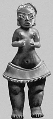 Мифология. Женская фигурка — символ плодородия. Из Тлатилько. Архаическая культура. 1500—1000 до н. э. Национальный музей антропологии. Мехико.