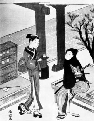 Судзуки Харунобу (Япония). «Сцена в чайном доме». Гравюра на дереве. Середина 18 в.