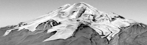 Оледенение горного массива Эльбрус. Общая область питания с короткими, радиально расходящимися ледниками (Кавказ).