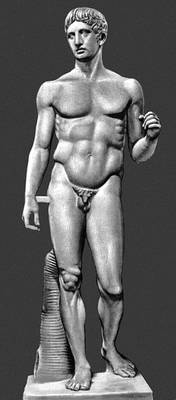 Скульптура высокой и поздней классики. Поликлет. "Дорифор". Ок. 440 до н. э. Римская копия.