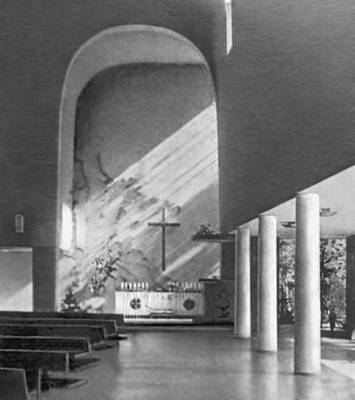 Финляндия. Э. Брюгман. Церковь на кладбище в Турку. 1938—40. Интерьер.