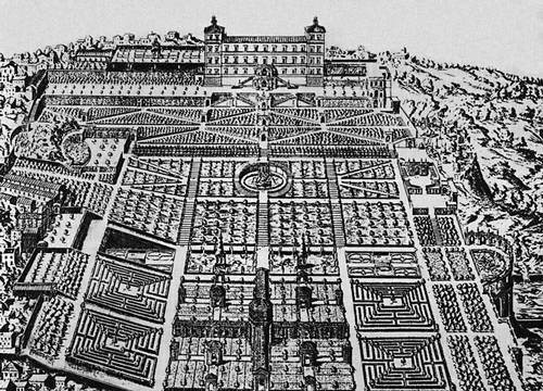 Вилла Д' Эсте в Тиволи (Италия). 1550—72. Арх. П. Лигорио. (Офорт Э. Дюперака, 16 в.)