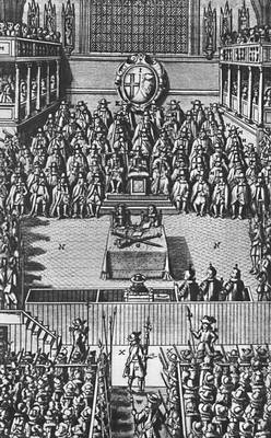 Суд над Карлом I во время Английской революции. Гравюра 17 в.