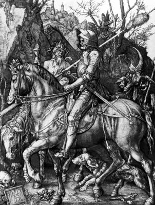 Дюрер А. «Всадник, смерть и дьявол». Резцовая гравюра на меди. 1513.