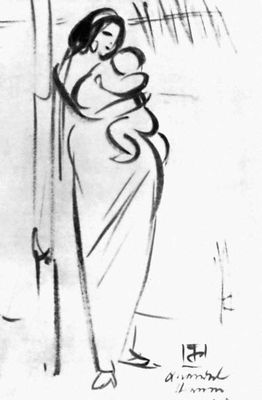 К. Хасан. «Мать». Рисунок. 1952.