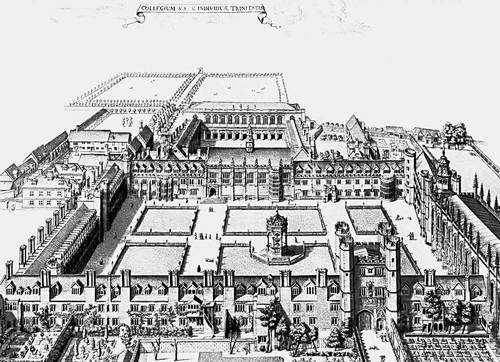 Тринити-колледж в Кембридже. Англия. 17 в. Гравюра Д. Логгана. 1690.