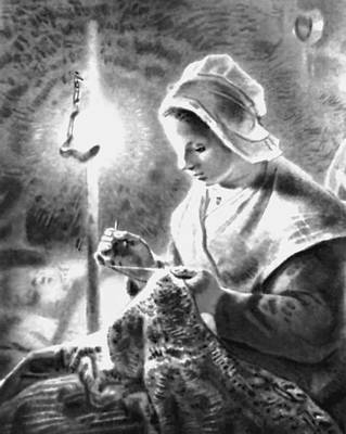 Ж. Ф. Милле. «Женщина, вяжущая при свете свечи». 1872. Собрание Фрик. Нью-Йорк.