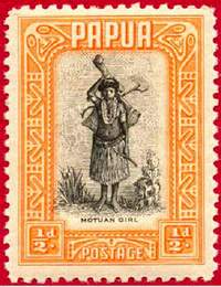 Почтовая марка Британской Папуа, выполненная способом металлографии