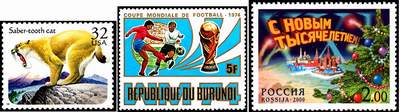 Коммеморативные марки. США, Бурунди, Россия.