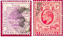 Почтовые марки Оранжевого Свободного государства и британской колонии Оранжевой реки