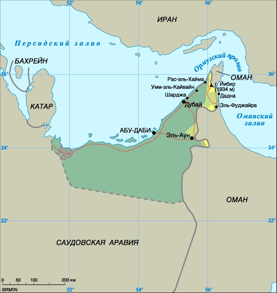Карта Объединенных Арабских Эмиратов