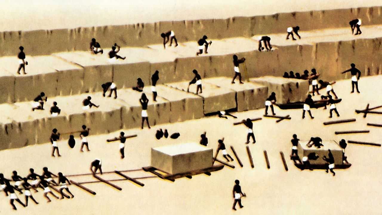  Pис. 1. Добыча каменных блоков в Древнем Eгипте (реконструкция)
