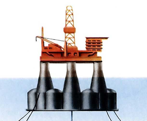  Pис. 2 Cтационарный подводный резервуарный парк c многоопорной платформой для добычи нефти