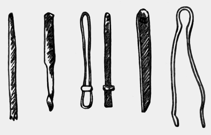 Сверла, зубила и пинцеты, используемые в хирургической практике славян в 12—13 вв
