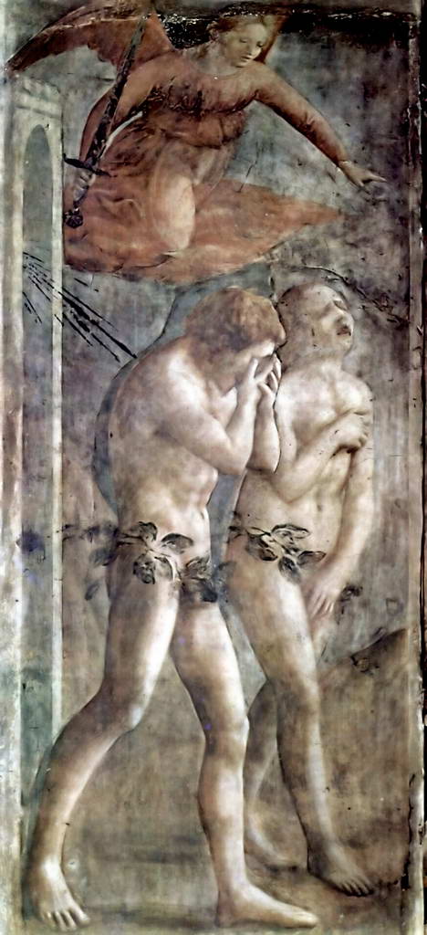 Мазаччо.  Цикл фресок в капелле Бранкаччи в Санта Мария дель Кармине (Флоренция): изгнание из рая.    1425-1428 гг.