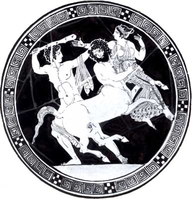 Геракл и Несс, пытающийся похитить Деяниру.