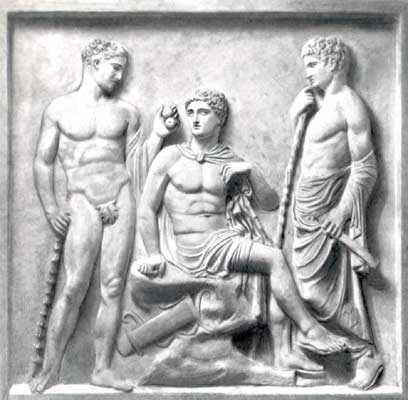 Геракл, Тесей и Пирифой в царстве Аида.
