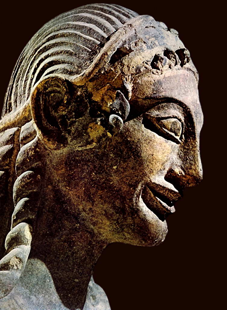 Мастер Вулка.    Аполлон. Статуя из святилища Портоначчо в Вейях. Деталь 520–500 до н.э.