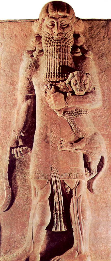 Гильгамеш со львом из дворца Саргона II в Дур-Шаррукине.  8 в. до н.э.