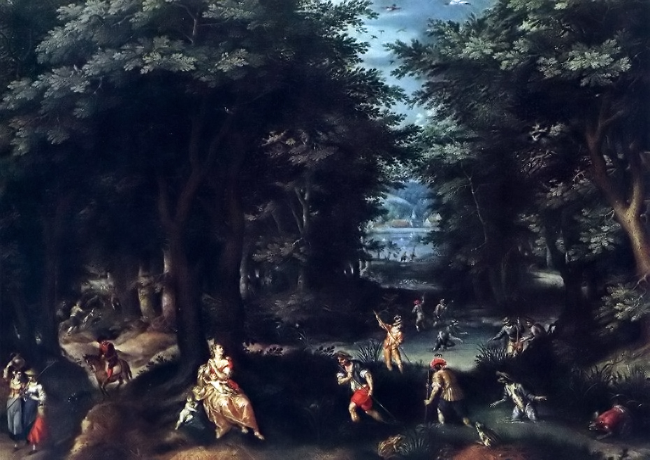 Ян ван Конинкслоо. Пейзаж с Лето и ликийскими крестьянами.