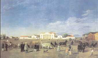 Е. Ф. Крендовский. «Площадь провинциального города». 1850-е гг. Государственная Третьяковская галерея. Москва