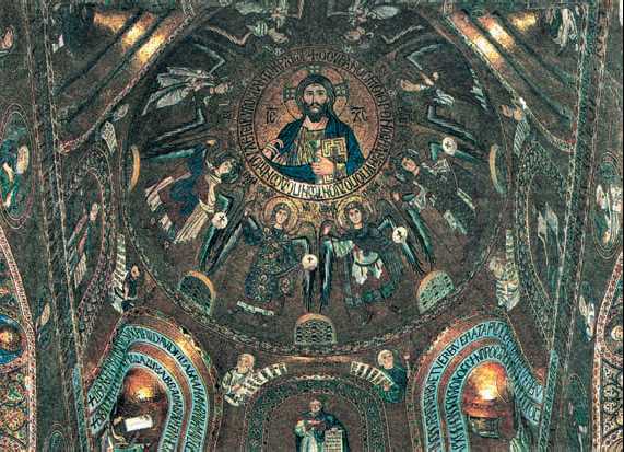 Христос Пантократор и ангелы. Мозаика купола Палатинской капеллы. 12 в. Палермо. Сицилия