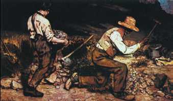 Г. Курбе. «Дробильщики камня». 1849 г. Картинная галерея. Дрезден (картина не сохранилась)