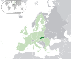 Location of  Slovakia  (dark green)– in Europe  (green & dark grey)– in the European Union  (green)  —  [Legend]