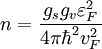 n=\frac{g_sg_v\varepsilon_F^2}{4\pi\hbar^2v_F^2}