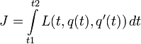  J = \int\limits_{t1}^{t2} L(t, q(t), q'(t))\, dt 