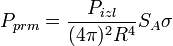 P_{prm} = \frac{P_{izl}}{(4\pi)^2R^4}S_A\sigma