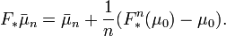 
F_* \bar{\mu}_n = \bar{\mu}_n + \frac{1}{n}(F_*^n(\mu_0)-\mu_0).
