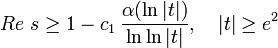 
Re \ s \ge 1 - c_{1}\,\frac{\alpha(\ln |t|)}{\ln\ln |t|},\quad |t|\ge e^{2}
