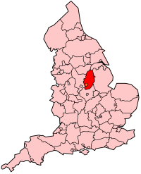 Графство Ноттингемшир на карте Англии
