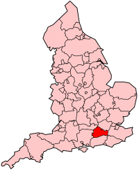 Графство Суррей на карте Англии