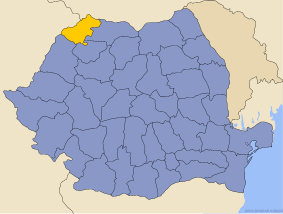 Карта Румынии с выделенным жудецем Сату-Маре