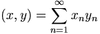 (x, y) = \sum_{n=1}^\infty x_n y_n