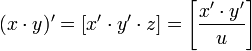 (x \cdot y)' = \left[ x' \cdot y' \cdot z \right] = \left[ \frac {x' \cdot y'} u \right]