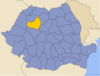 Карта Румынии с выделенным жудецем Клуж-Напока