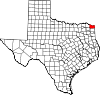 Округ Боуи на карте штата.