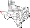 Округ Эль-Пасо на карте штата.