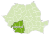 Карта Румынии с выделенным Юго-западным регионом развития