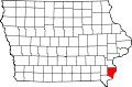 Округ Де-Мойн на карте штата.