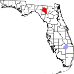 Округ Суонни на карте штата.