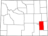 Map of Wyoming highlighting Platte County.svg