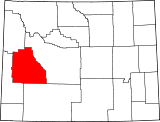 Map of Wyoming highlighting Sublette County.svg