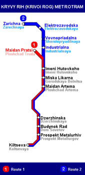 Kryvyi Rih Metro Tram map eng.GIF