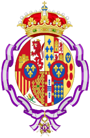 Coat of arms of Maria Mercedes of Bourbon-Two Sicilies, Countess of Barcelona after her husband renounce as Pretender to the Spanish Throne.svg