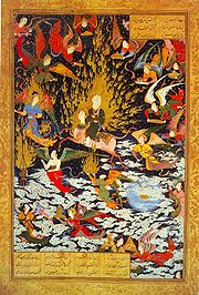 Султан Мухаммед. Мирадж пророка Мухаммеда. Миниатюра, 1539-43, Хамсе, Низами