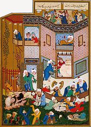 Султан Мухаммед, Аллегория винопития. Миниатюра, ок. 1525, Диван, Хафиз